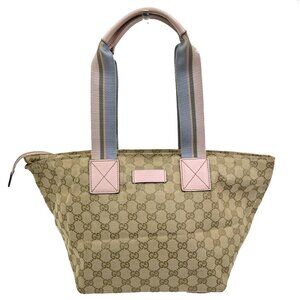GUCCI GG Pattern Sherry Shoulder Bag Canvas Leather Beige Pink Italy 35YH855